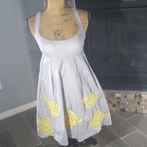 Inc Sundress Black& White Striped Floral Sidezip Sundress sz 4P #899 - Picture 2 of 10